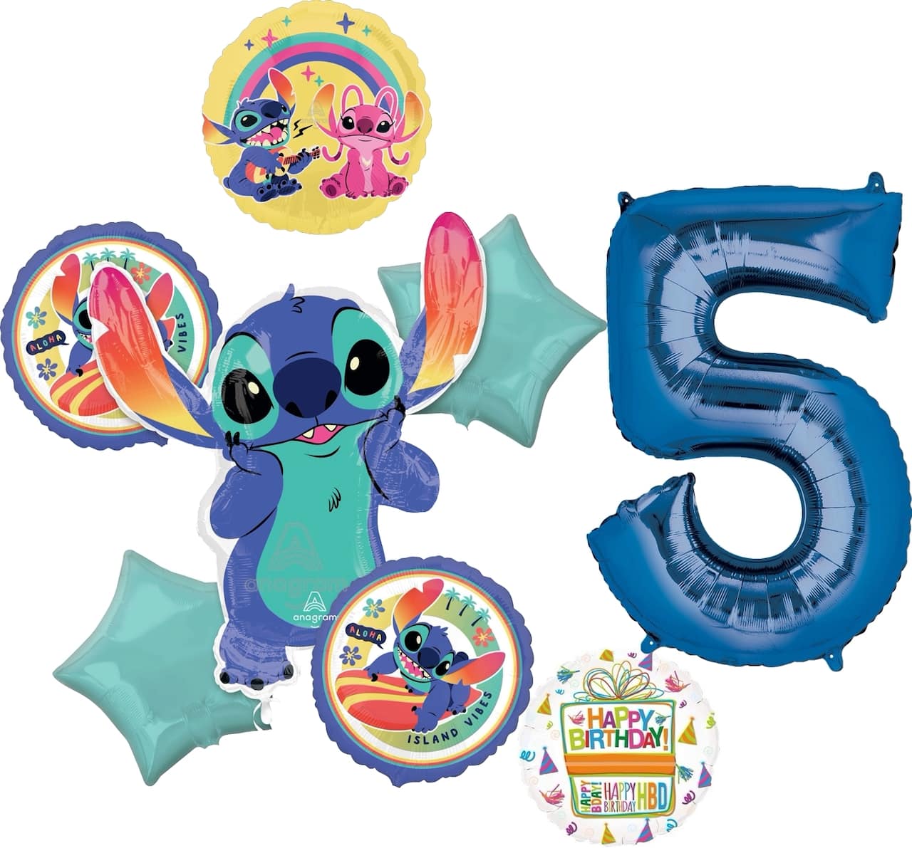 Lilo & Stitch Birthday 8-Piece Foil Balloon Bouquet